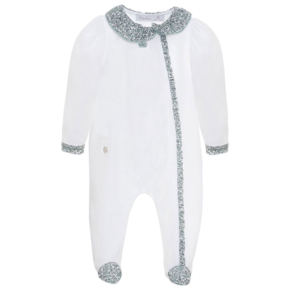 Patachou Contrasting Trim Floral Print Footed Pajamas